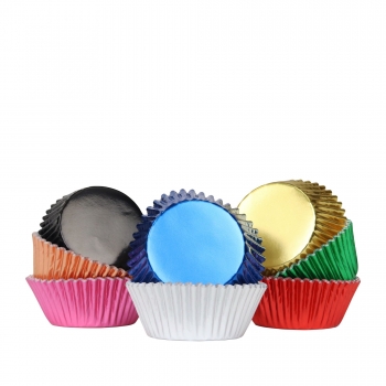 Cupcake Backförmchen - Metallic Farbig / 100 Stück